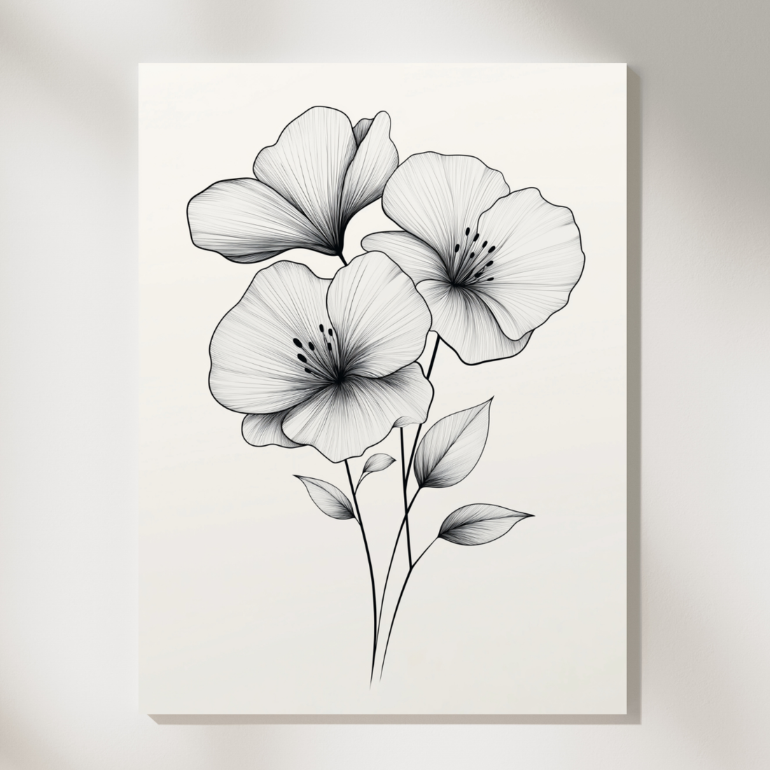 Vintage Blooms, Elegant Black and White Floral Pencil Sketches. High Resolution Digital Download 300 DPI