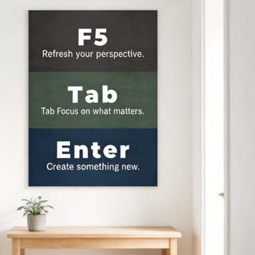 Minimalist Office Motivation Poster with “F5” Refresh Theme and Tab Icon. High Resolution Digital Download 300 DPI.