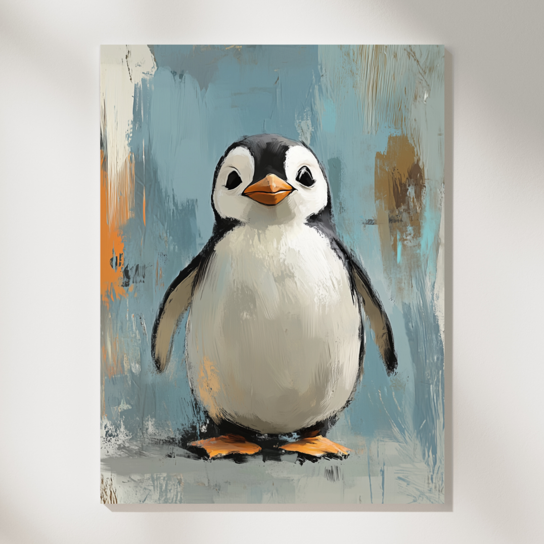 Impressionist Penguin Cartoon Wall Art, Playful Animation-Inspired Decor. High Resolution Digital Download 300 DPI.