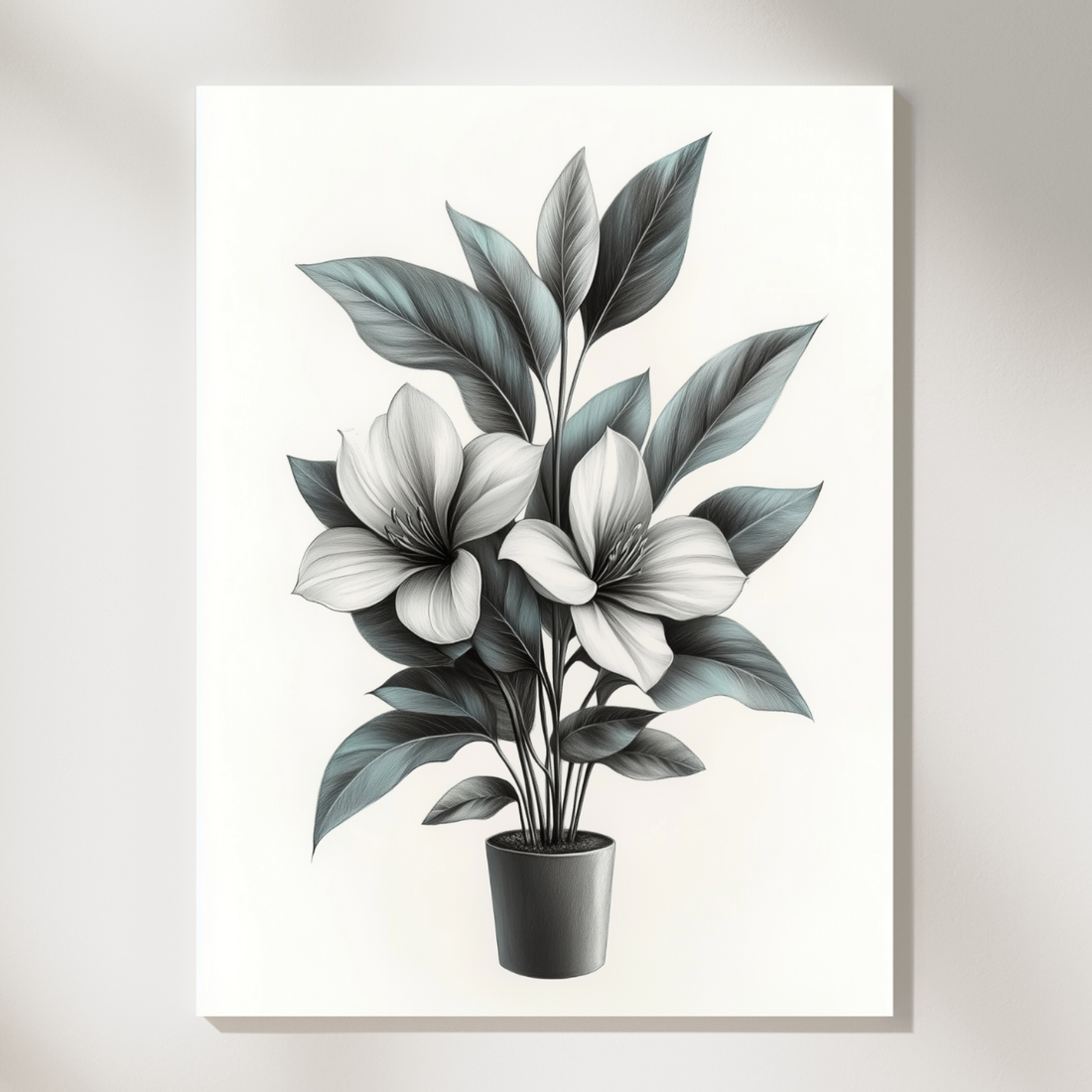 Vintage Boho Botanicals, Elegant Black and White Floral Pencil Art. High Resolution Digital Download 300 DPI