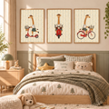 Giraffe nursery set above a kids bed