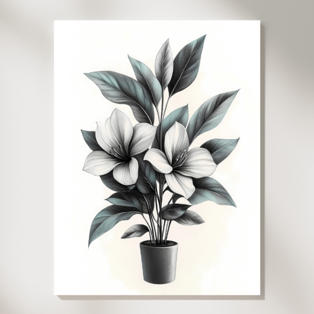 Vintage Boho Botanicals, Elegant Black and White Floral Pencil Art. High Resolution Digital Download 300 DPI