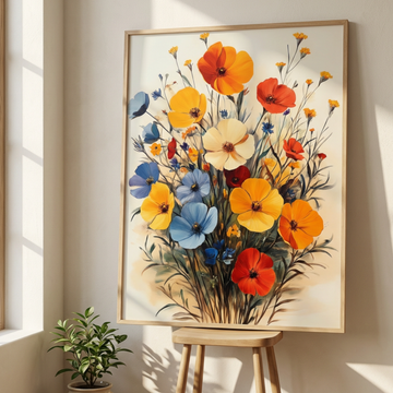 Wild Bloom Elegance, Vibrant Wildflower Bouquet Bursting with Color and Life. High Resolution Digital Download 300 DPI