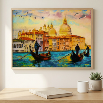 Enchanting Venice Sunset, Romantic Canal and Gondola Wall Art. High Resolution Digital Download 300 DPI.