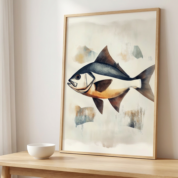 Vibrant Tropical Fish, Striking Triangular Shape Against Abstract Colorful Background. High Resolution Digital Download 300 DPI