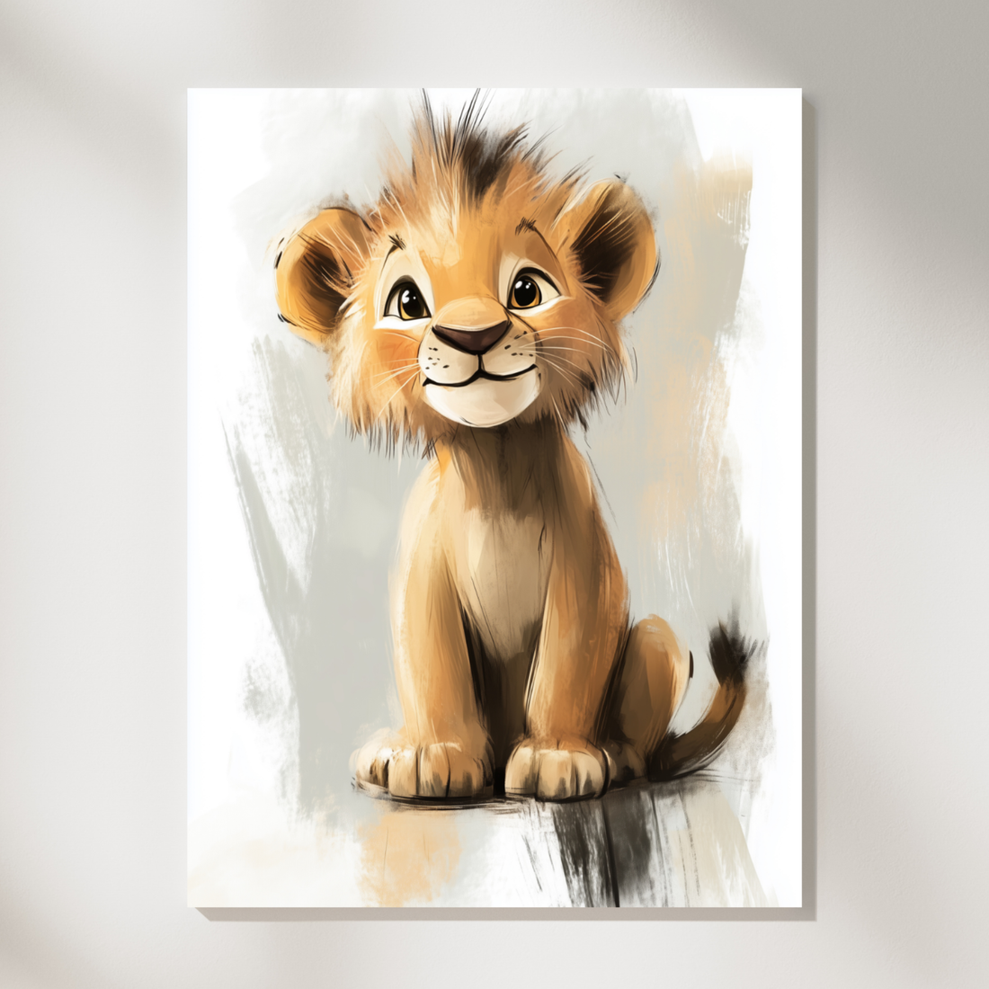 Adorable Safari Friends, Elephant, Donkey, Lion Cub Cartoon Wall Art. High Resolution Digital Download 300 DPI.