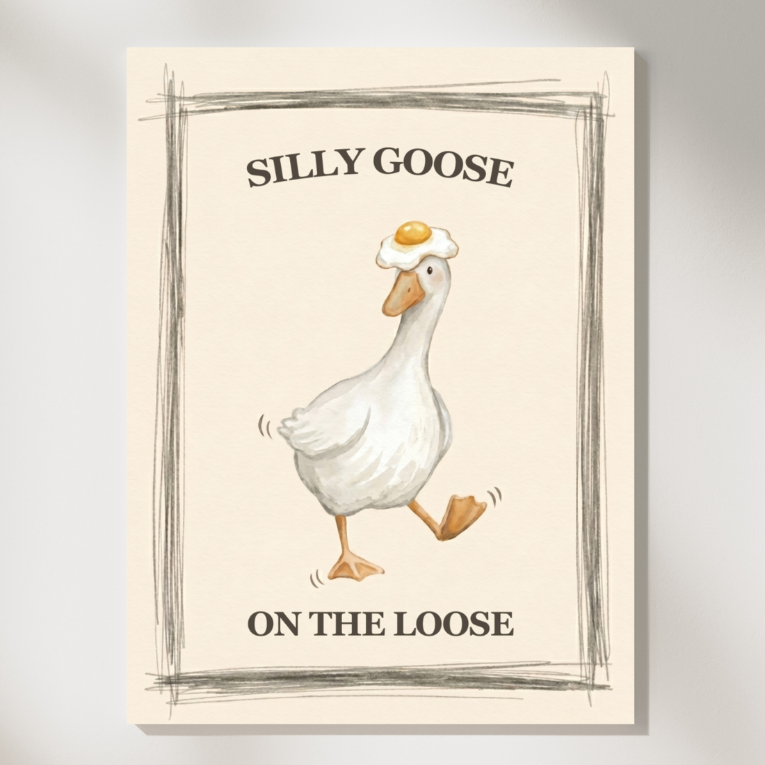 Silly Goose On The Loose Vintage Nursery Wall Art Print. High Resolution Digital Download 300 DPI.