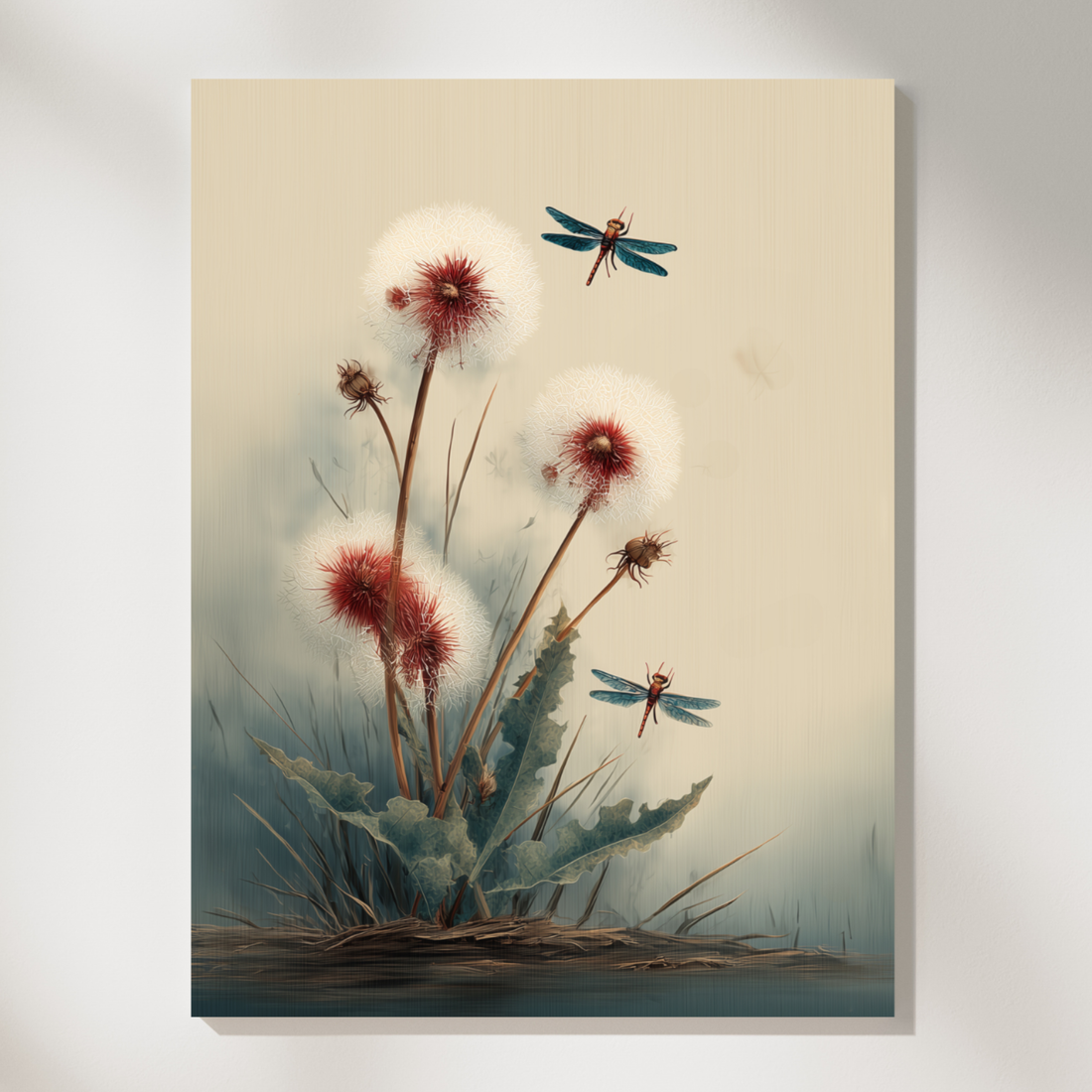 Elegant Watercolor Dragonfly Artwork with Nature Inspired Decorative Wall Design. High Resolution Digital Download 300 DPI.
