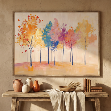 Autumn Forest Symphony, Vibrant Colors Dancing in Warm Landscape. High Resolution Digital Download 300 DPI