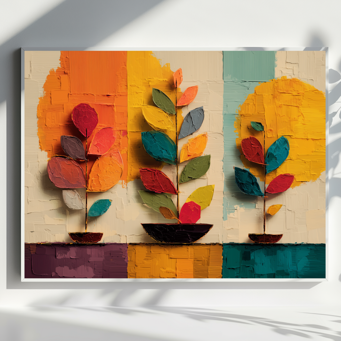 Modern Minimalist Wall Art Vibrant Botanical Acrylic Art Home Decor. High Resolution Digital Download 300 DPI.