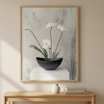 Zen Floral Elegance, Minimalist Japanese Style in Watercolor Serenity. High Resolution Digital Download 300 DPI