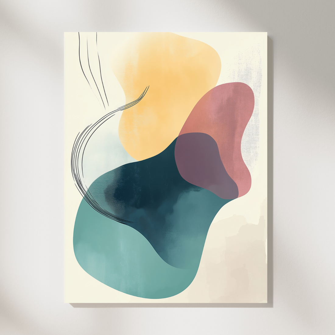 Organic Pebble Fusion, Abstract Forest Hues on Serene Off-White Background. High Resolution Digital Download 300 DPI