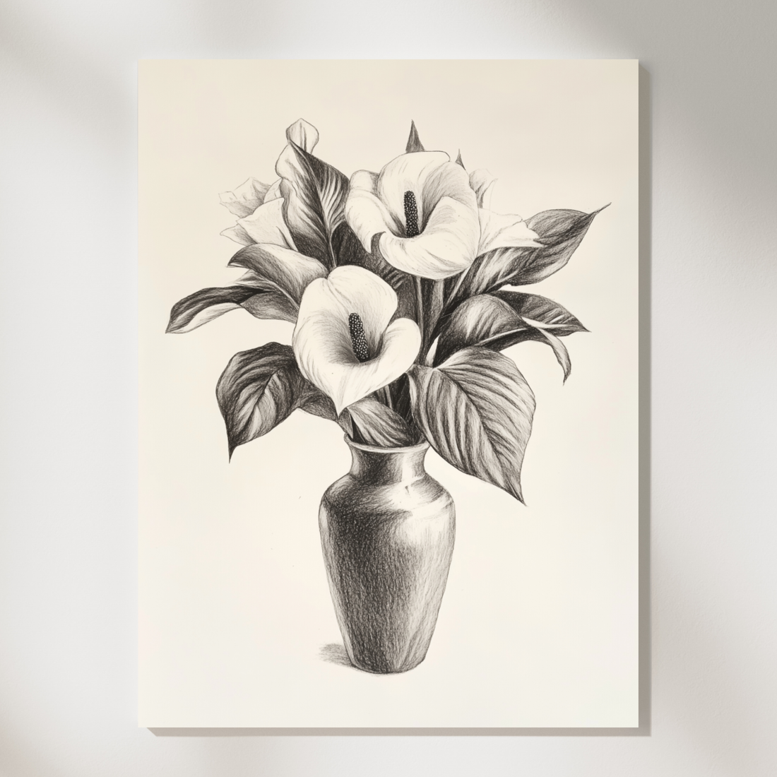Elegant Botanical Sketch, Clear-Line Floral Vase Art for Nature Lovers. High Resolution Digital Download 300 DPI