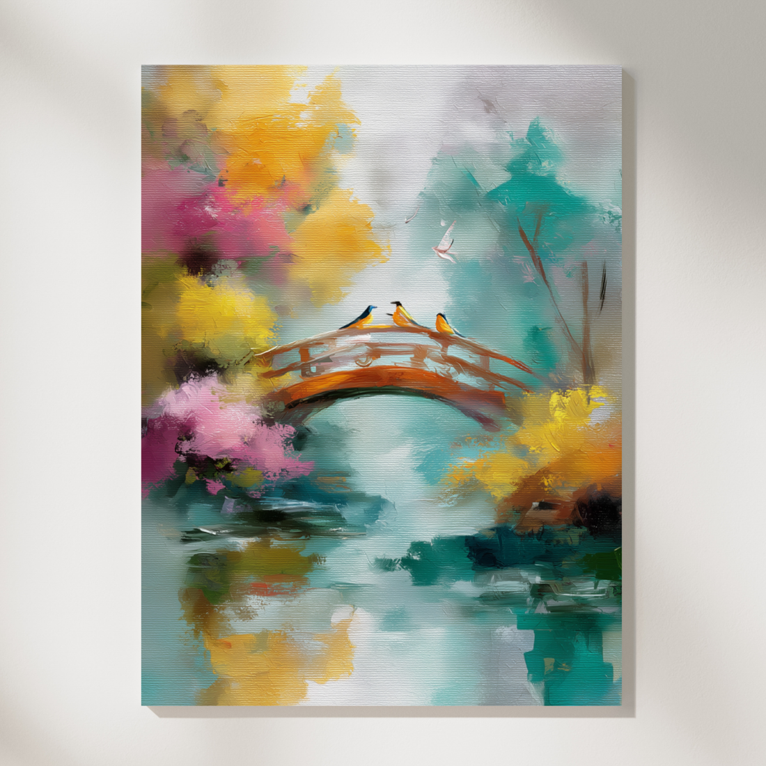 Golden Celestial Crane Wall Art Oriental Dream Bridge Decor Print. High Resolution Digital Download 300 DPI.