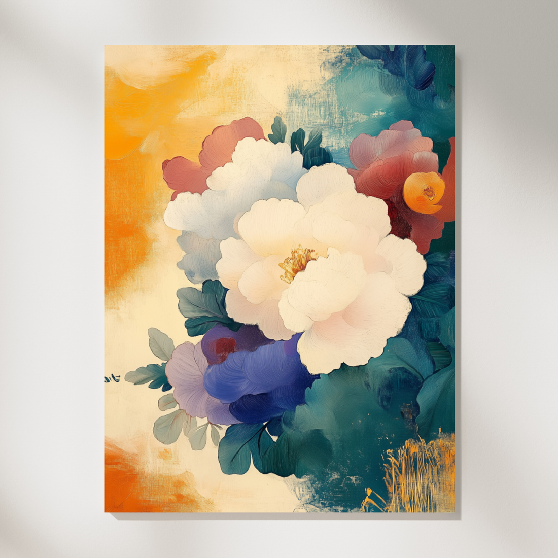Minimalist Colorful Flowers Painting, Brighten Your Space with Modern Floral Art. High Resolution Digital Download 300 DPI