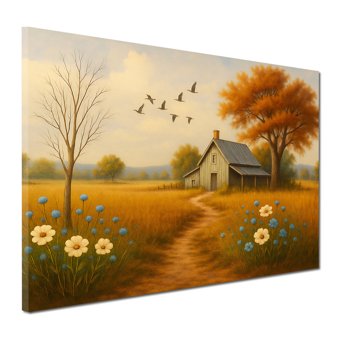 Rustic Countryside Home Art With Warm Autumn Landscape And Nature Harmony. High Resolution Digital Download 300 DPI.