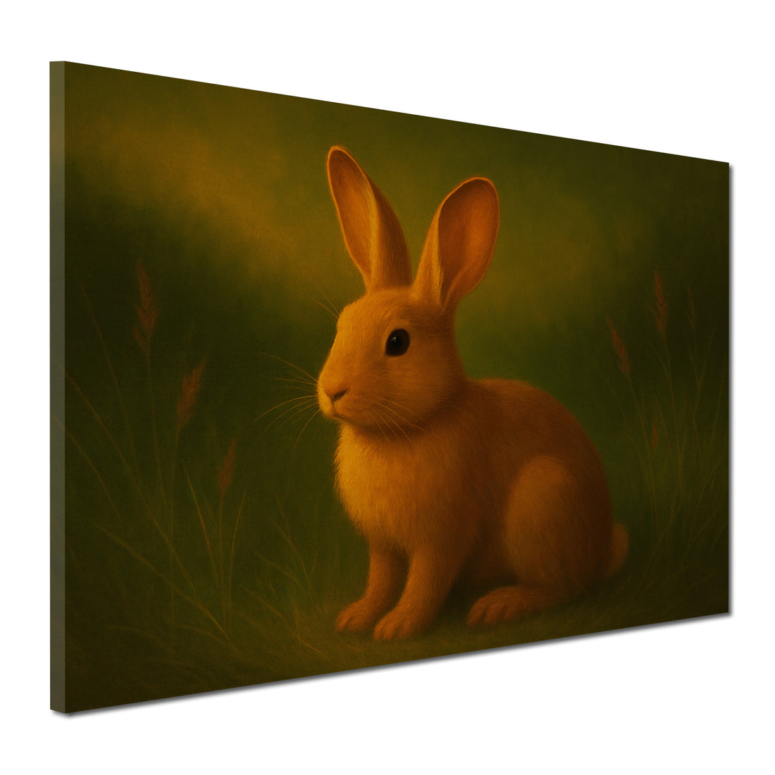 Golden Rabbit Portrait in Warm Nature Scene Oil Painting Style. High Resolution Digital Download 300 DPI.