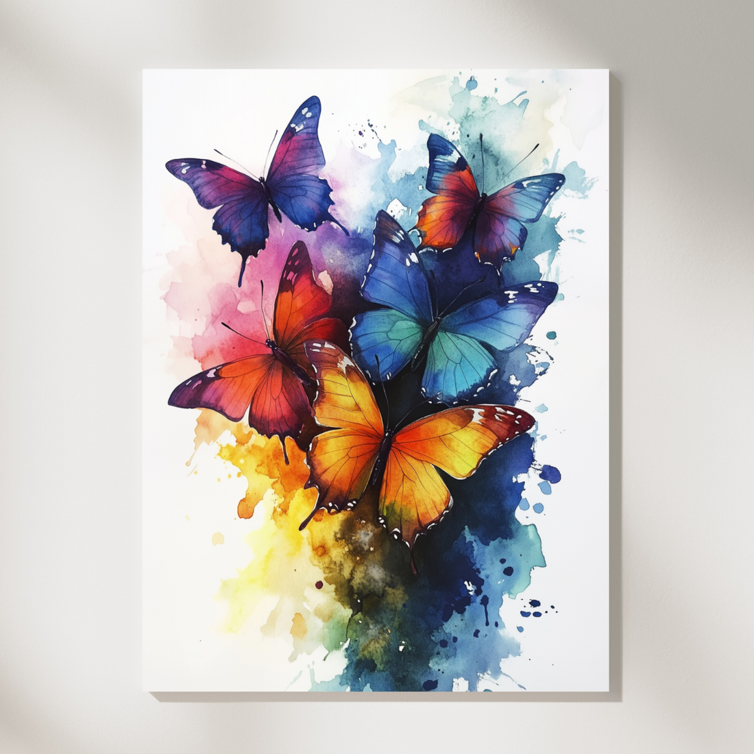 Celestial Butterfly Dance, Watercolor Rainbow Wings Amid Cosmic Nebula Splash. High Resolution Digital Download 300 DPI