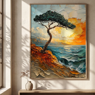 Ethereal Cloud Tree, Abstract Seascape Art Blending Sky and Ocean. High Resolution Digital Download 300 DPI