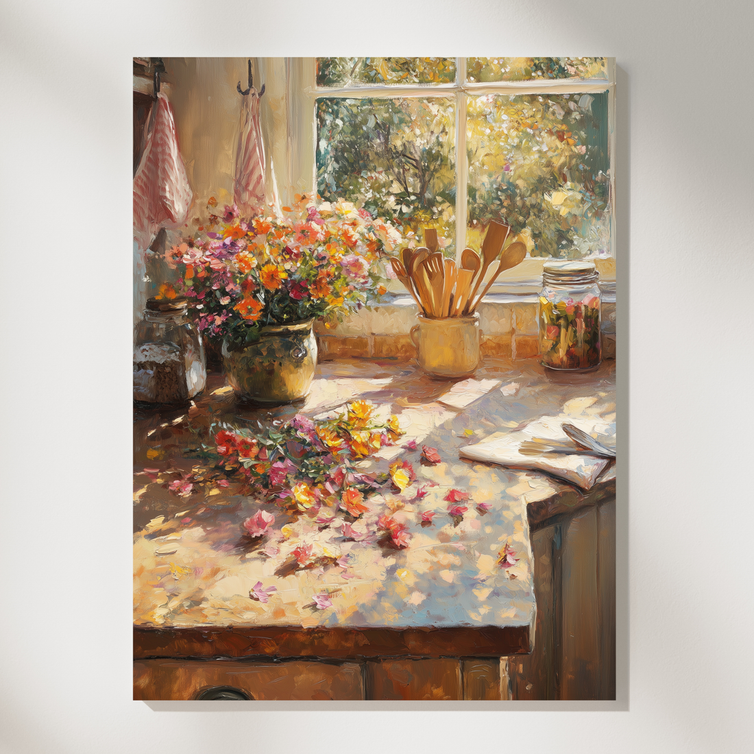 Abstract Spring Kitchen Countertop Wall Art Oil Flowers Warm Glow. High Resolution Digital Download 300 DPI.