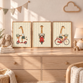 Giraffe nursery set above a dresser