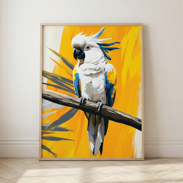 Intricate Cockatoo Parrot Sketch Wall Art, Tropical Bird Decor. High Resolution Digital Download 300 DPI.