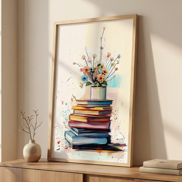 Serene Floral Elegance, Pastel Still Life Illustration with Vase and Light Background. High Resolution Digital Download 300 DPI