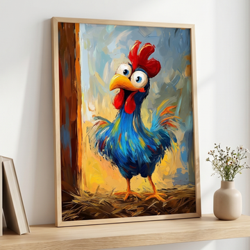 Cheerful Rooster Barn Window Wall Art,  Sunrise Farmhouse Decor. High Resolution Digital Download 300 DPI.