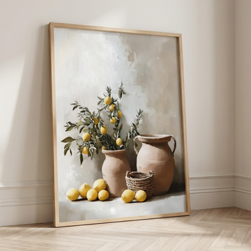 Mediterranean Interior Wall Art Lemons Baskets Terracotta Olive Ceramic Display. High Resolution Digital Download 300 DPI.