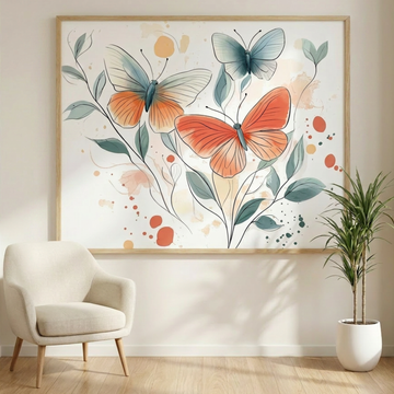 Watercolor Butterfly Symphony, Delicate Wings Dancing on Pristine Canvas. High Resolution Digital Download 300 DPI