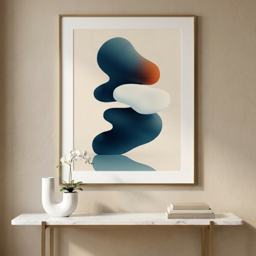 Fluid Harmony, Abstract Organic Forms in Vibrant Blue and Orange Tones. High Resolution Digital Download 300 DPI
