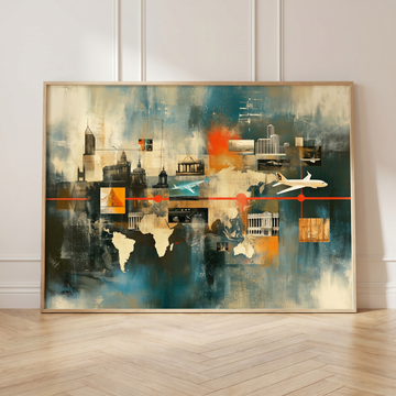 Vibrant World Monuments Map Art, Colorful Travel Inspired Wall Art. High Resolution Digital Download 300 DPI.