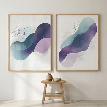 Ethereal Dreamscape, Abstract Fluid Shapes in Blue, Purple, and White. High Resolution Digital Download 300 DPI