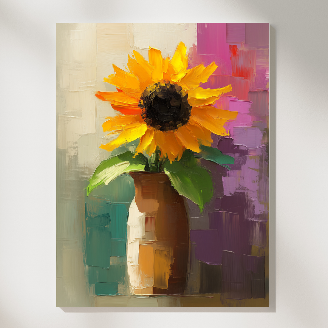 Post Impressionist Sunflower Vase Wall Art Expressive Colorful Abstract Painting. High Resolution Digital Download 300 DPI.