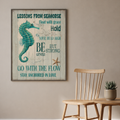 Rustic seahorse print above a wooden chair