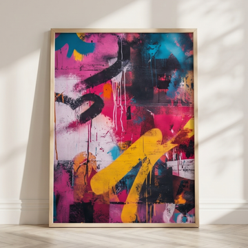 Dynamic Urban Graffiti Wall Art Abstract Expressionist Neon Pastel Print. High Resolution Digital Download 300 DPI.