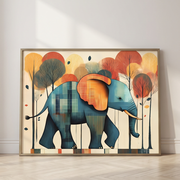 Vibrant Elephant Oasis, Colorful Abstract Wildlife Art Print. High Resolution Digital Download 300 DPI.