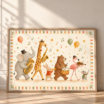 Animal Marching Band Wall Art Kids Room Music Decor. High Resolution Digital Download 300 DPI.
