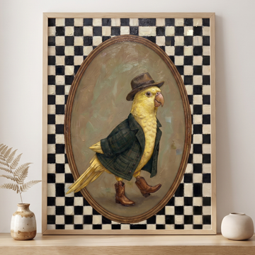 Vintage Western Parrot Portrait Farmhouse Nursery Wall Art. High Resolution Digital Download 300 DPI.