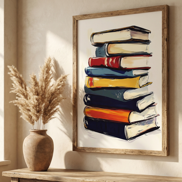 Ethereal Book Stack on Dual Toned Luminous Background. High Resolution Digital Download 300 DPI