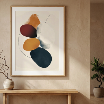 Organic Pebble Harmony, Abstract Forest Tones on Off - White Canvas. High Resolution Digital Download 300 DPI
