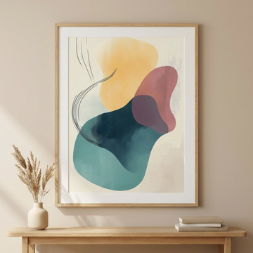 Organic Pebble Fusion, Abstract Forest Hues on Serene Off-White Background. High Resolution Digital Download 300 DPI