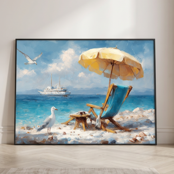 Coastal Getaway Wall Art Relaxing Beach Scene Summer Ocean Print. High Resolution Digital Download 300 DPI.