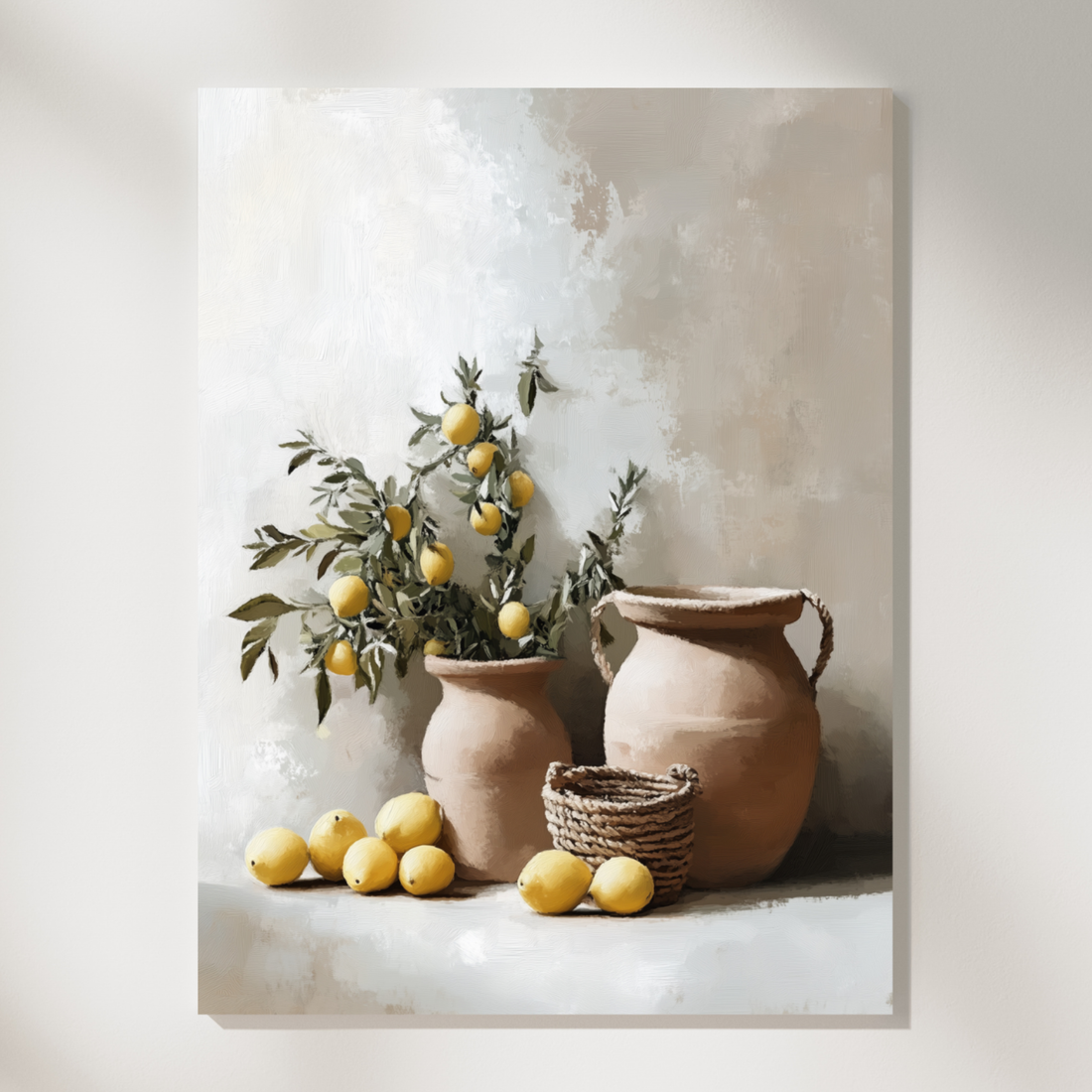 Mediterranean Interior Wall Art Lemons Baskets Terracotta Olive Ceramic Display. High Resolution Digital Download 300 DPI.