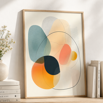 Fluid Minimalism: Abstract Shapes Dancing in Soft Pastel Harmony. High Resolution Digital Download 300 DPI