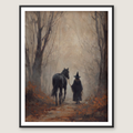 Close-up of the witch and black horse painting