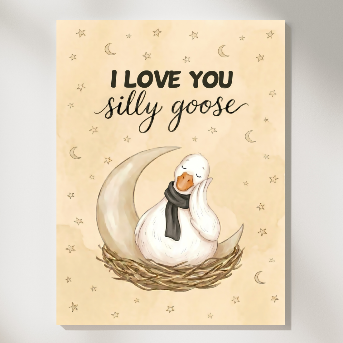 I Love You Silly Goose Moon Nursery Wall Art Print Decor. High Resolution Digital Download 300 DPI.
