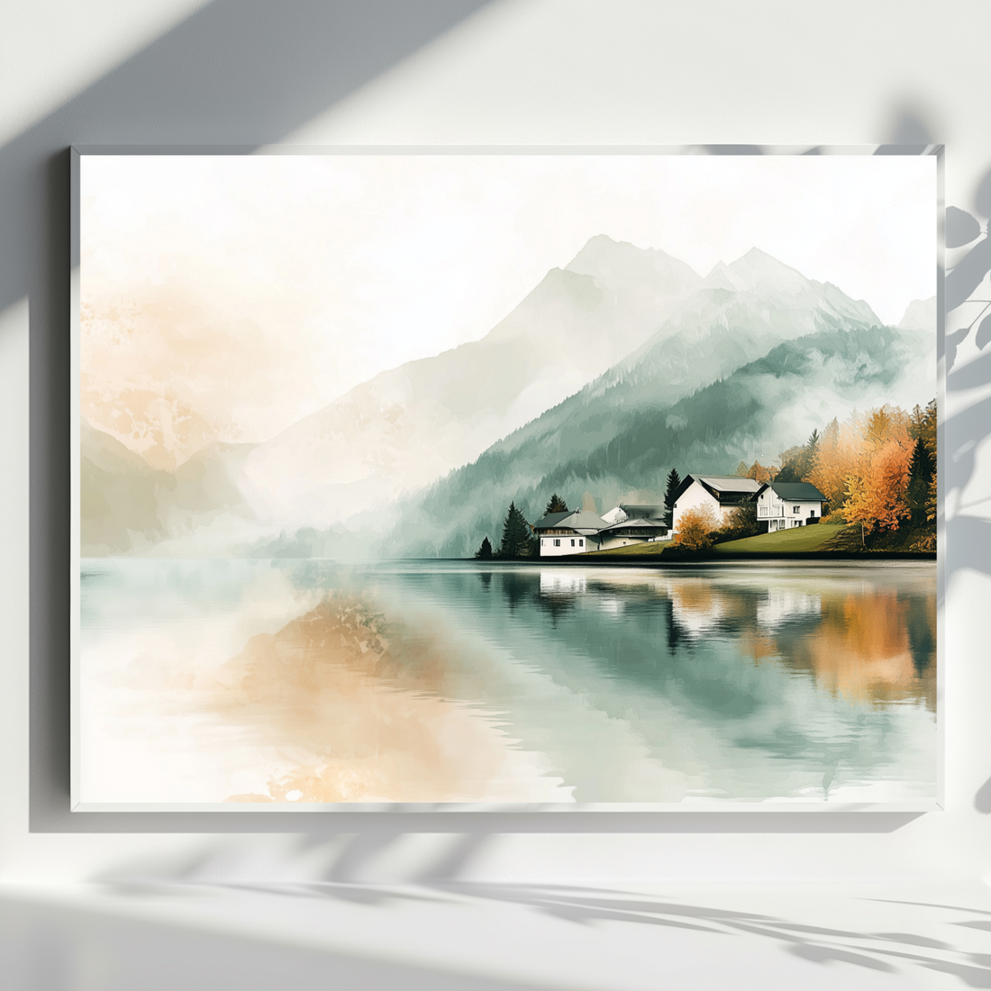Picturesque Autumn Landscape Wall Art Colorful Reflections Mirror Lake Decor. High Resolution Digital Download 300 DPI.