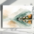 Close-up of the mirror lake autumn watercolor