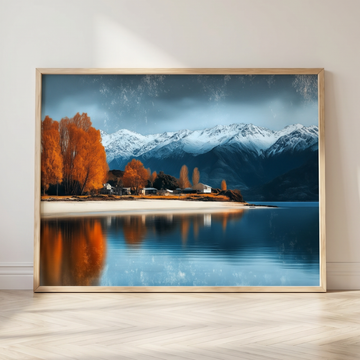 Serene Island Paradise, Lakeside Mountain Retreat Under Starlit Sky. High Resolution Digital Download 300 DPI.